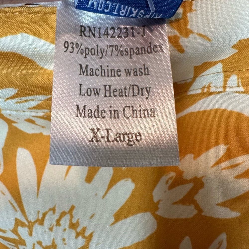 RIPSKIRT Women's XL Yellow Hawaiian Floral Wrap Skirt - Picture 5 of 6